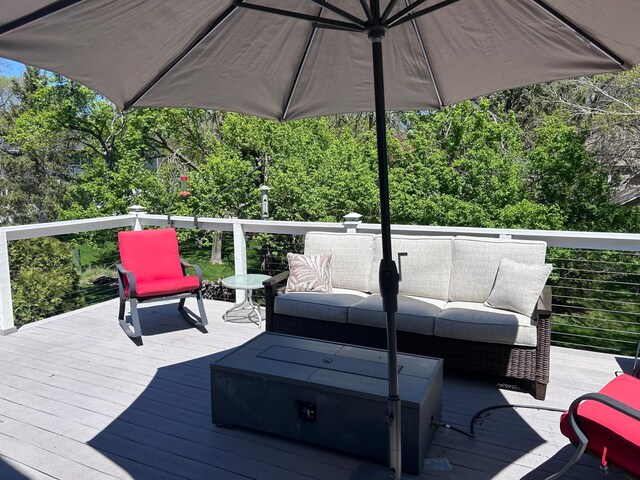 deck with an outdoor living space