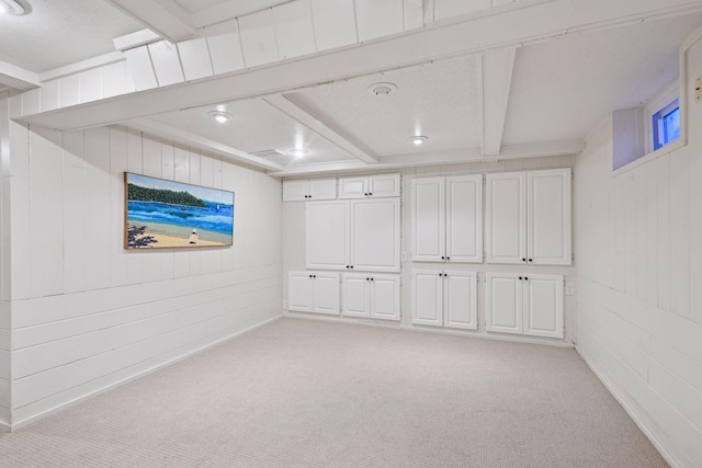19135 Highland Ave, Deephaven, MN 55391 - below grade area featuring light colored carpet and wooden walls
