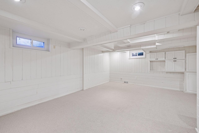 19135 Highland Ave, Deephaven, MN 55391 - basement featuring carpet floors and wooden walls