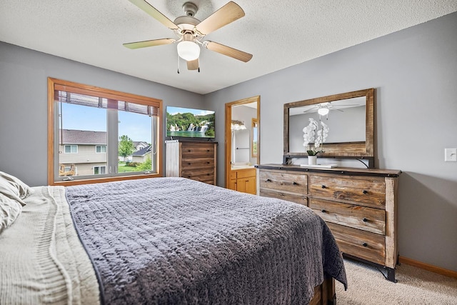 367 Garden Dr, Delano, MN 55328 - bedroom with light carpet, ceiling fan, and ensuite bathroom
