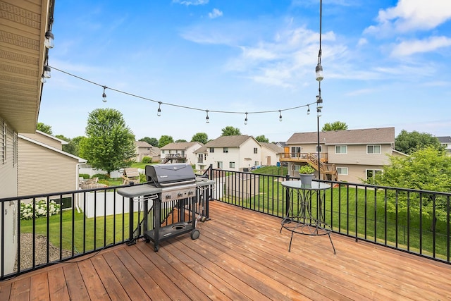 367 Garden Dr, Delano, MN 55328 - wooden deck with a residential view, a yard, and area for grilling