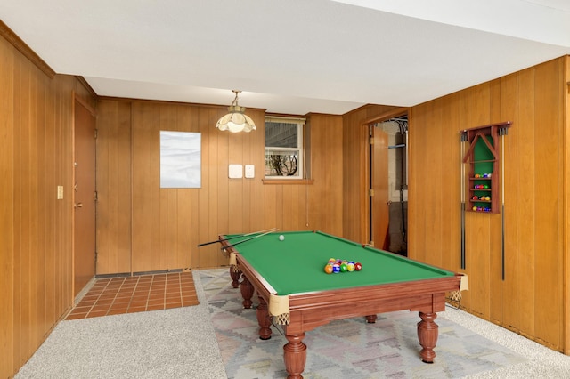 3308 Gate Rd, Saint Anthony, MN 55418 - recreation room with carpet floors, billiards, and wooden walls