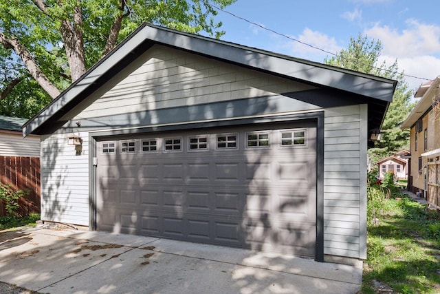 view of detached garage