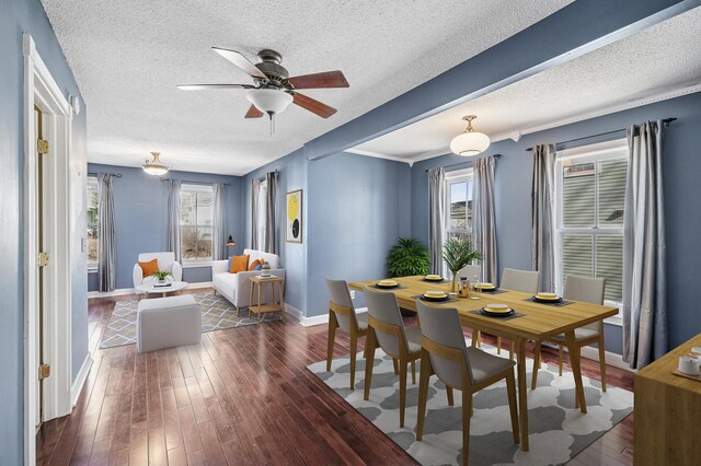 919 6th Ave S, Stillwater, MN 55082 - dining space featuring a ceiling fan, dark wood-type flooring, and a textured ceiling