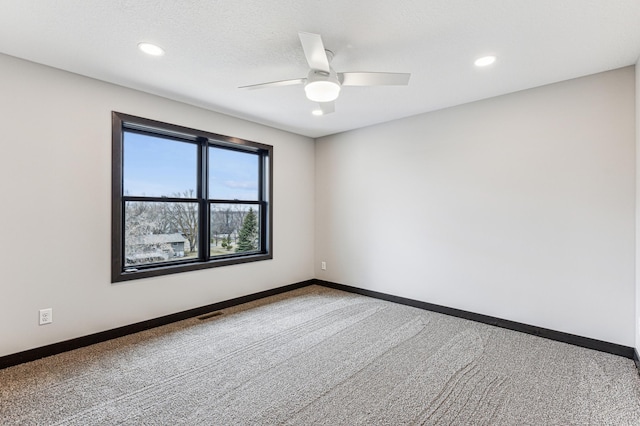 3731 Crestwood Rdg NE, Alexandria Twp, MN 56308 - carpeted empty room featuring recessed lighting, visible vents, a ceiling fan, and baseboards