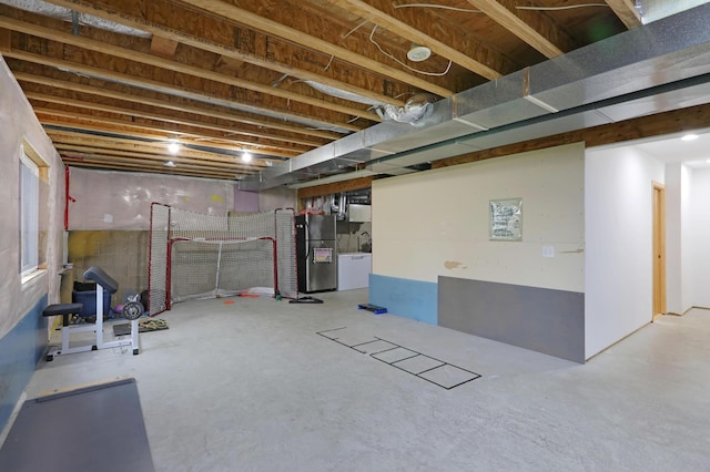 27130 Hickory Ridge Dr, Elko New Market, MN 55020 - unfinished basement featuring freestanding refrigerator