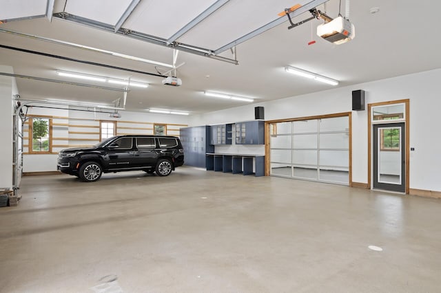 garage with a garage door opener