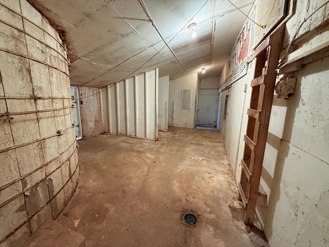basement with electric panel