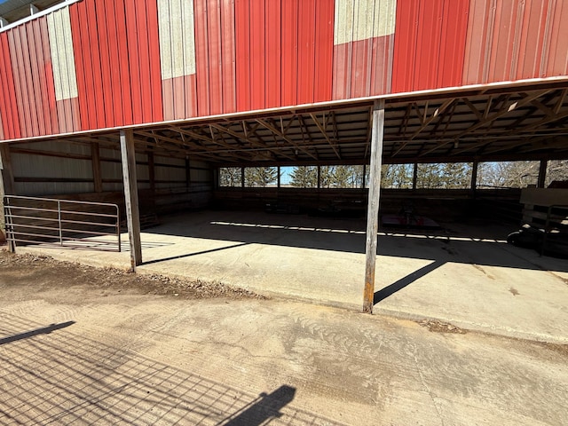 view of car parking with an exterior structure