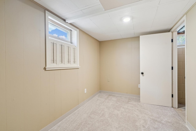 basement with carpet floors