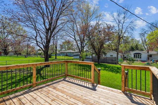wooden terrace with a residential view