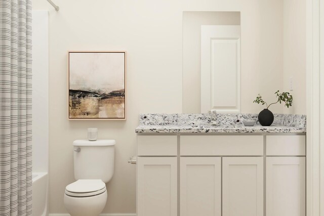160 Summerfield Dr, Waverly, MN 55390 - full bathroom with toilet, vanity, and shower / bath combo with shower curtain