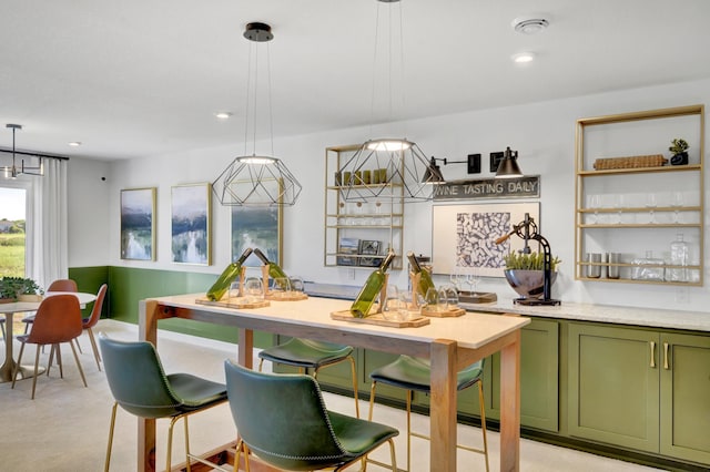 dining area with recessed lighting