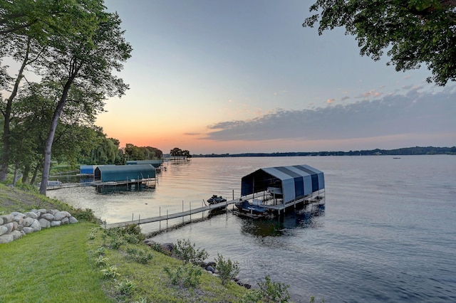 2625 Woodbridge Rd, Minnetonka Beach, MN 55391 - dock featuring a water view and boat lift