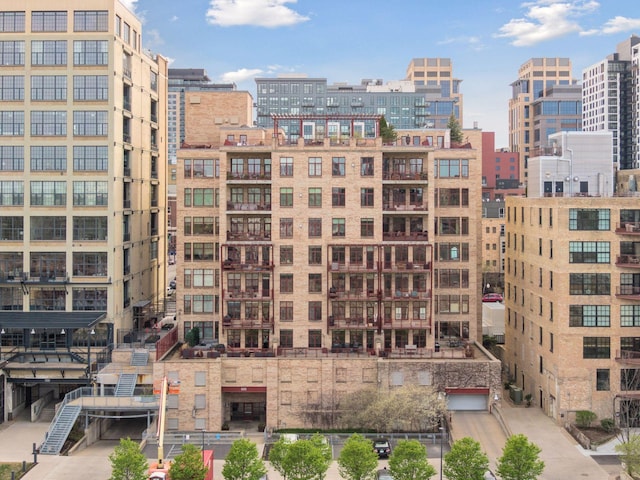 view of building exterior featuring a city view