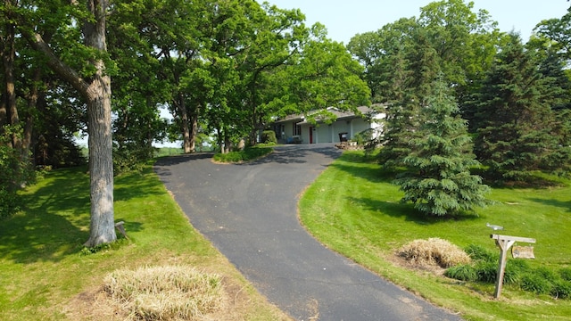 26837 Lake Ethel Rd, Girard Twp, MN 56515 - view of property hidden behind natural elements featuring asphalt driveway and a front yard