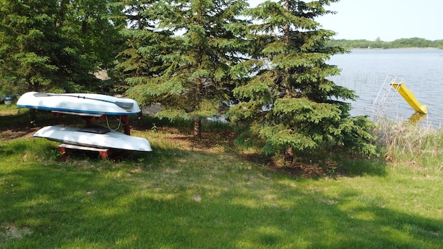 26837 Lake Ethel Rd, Girard Twp, MN 56515 - view of yard featuring a water view