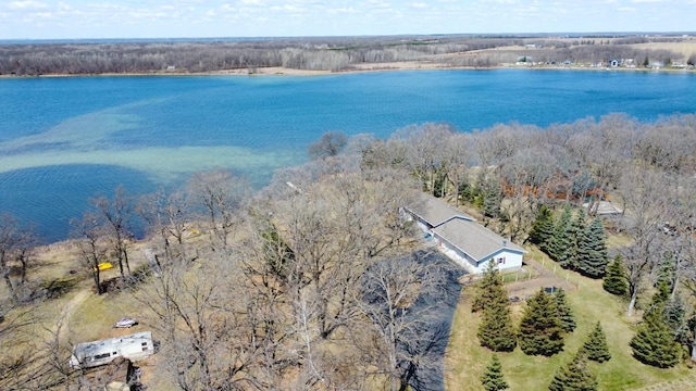 26837 Lake Ethel Rd, Girard Twp, MN 56515 - view from above of property with a nearby body of water and a forest