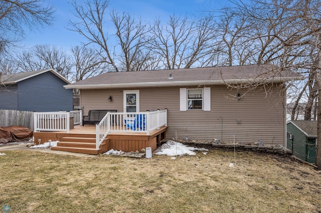15924 Blackhawk Rd, Lake Park, MN 56554 - rear view of property with a wooden deck