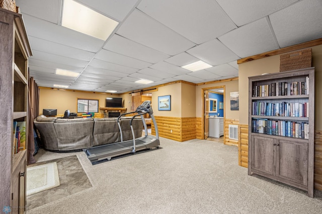 15924 Blackhawk Rd, Lake Park, MN 56554 - living area featuring carpet floors and wainscoting