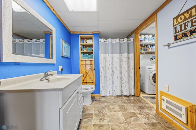 15924 Blackhawk Rd, Lake Park, MN 56554 - full bath featuring washer / clothes dryer, vanity, toilet, and a shower with curtain