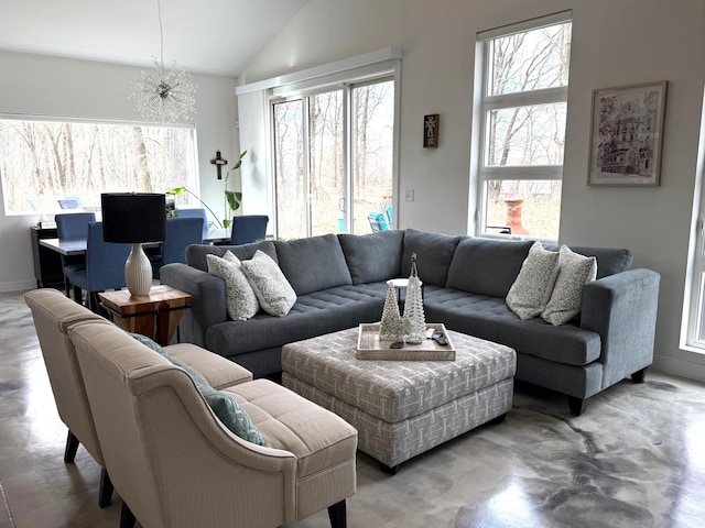 4405 17th Ave NW, Sauk Rapids, MN 56379 - living room with concrete flooring and lofted ceiling