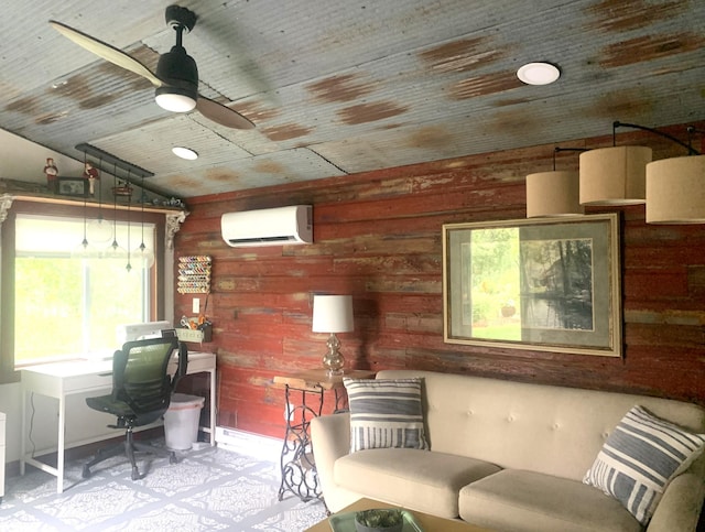 4405 17th Ave NW, Sauk Rapids, MN 56379 - office area with tile patterned floors, ceiling fan, and a wall unit AC