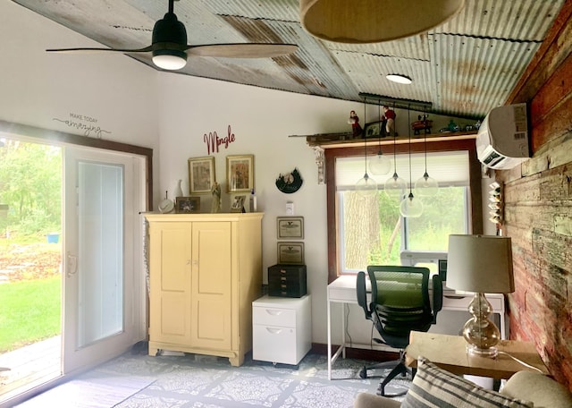 4405 17th Ave NW, Sauk Rapids, MN 56379 - office space with ceiling fan, lofted ceiling, and a wall unit AC