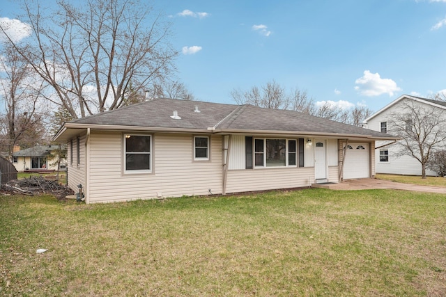 11749 Crooked Lake Blvd NW, Coon Rapids, MN 55433 - ranch-style home featuring a garage, a shingled roof, a front lawn, and concrete driveway