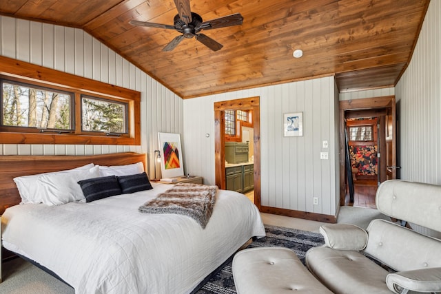 8434 Big Whitefish Narrows, Pine River, MN 56474 - bedroom featuring baseboards, multiple windows, vaulted ceiling, and wood ceiling