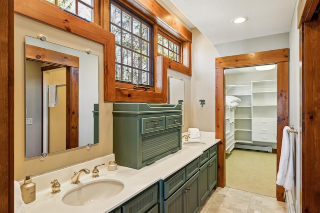 8434 Big Whitefish Narrows, Pine River, MN 56474 - full bath with a sink, a spacious closet, double vanity, and a baseboard heating unit