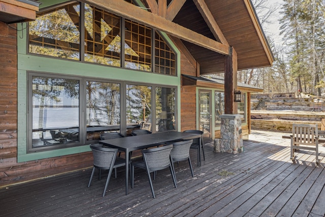 8434 Big Whitefish Narrows, Pine River, MN 56474 - wooden terrace with outdoor dining area