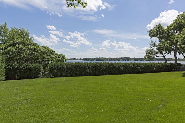 view of yard featuring a water view