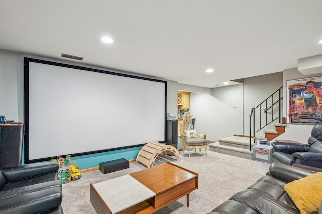 716 6th St NE, Minneapolis, MN 55413 - home theater room with carpet flooring and recessed lighting