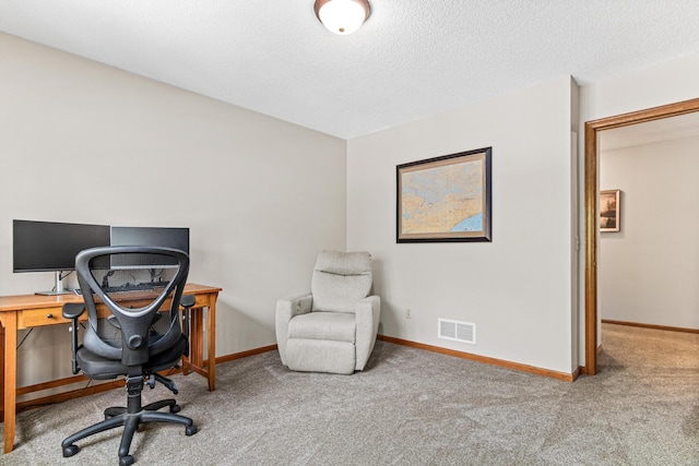 12534 Dover Dr, Apple Valley, MN 55124 - office area featuring carpet flooring and a textured ceiling