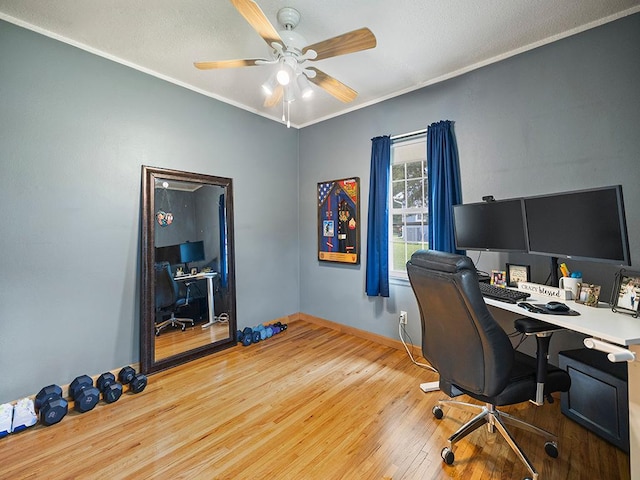 1883 County Road C E, Maplewood, MN 55109 - office space featuring ceiling fan, wood finished floors, and ornamental molding