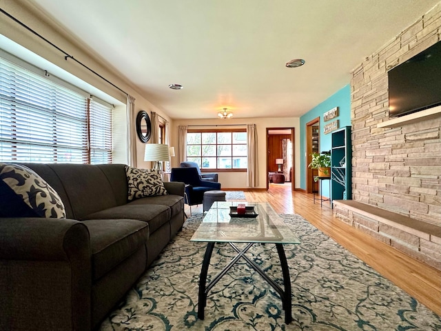 living area featuring wood finished floors