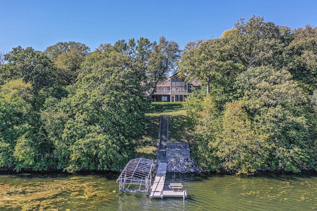 view of dock featuring a water view