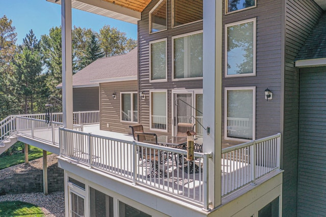 wooden deck with stairway