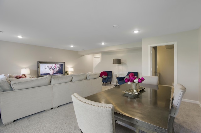 3459 109th Ln NE, Blaine, MN 55449 - dining space featuring light colored carpet, recessed lighting, and baseboards