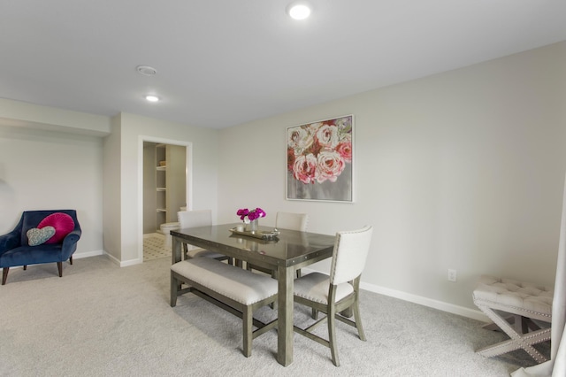 3459 109th Ln NE, Blaine, MN 55449 - dining room with light carpet, baseboards, and recessed lighting
