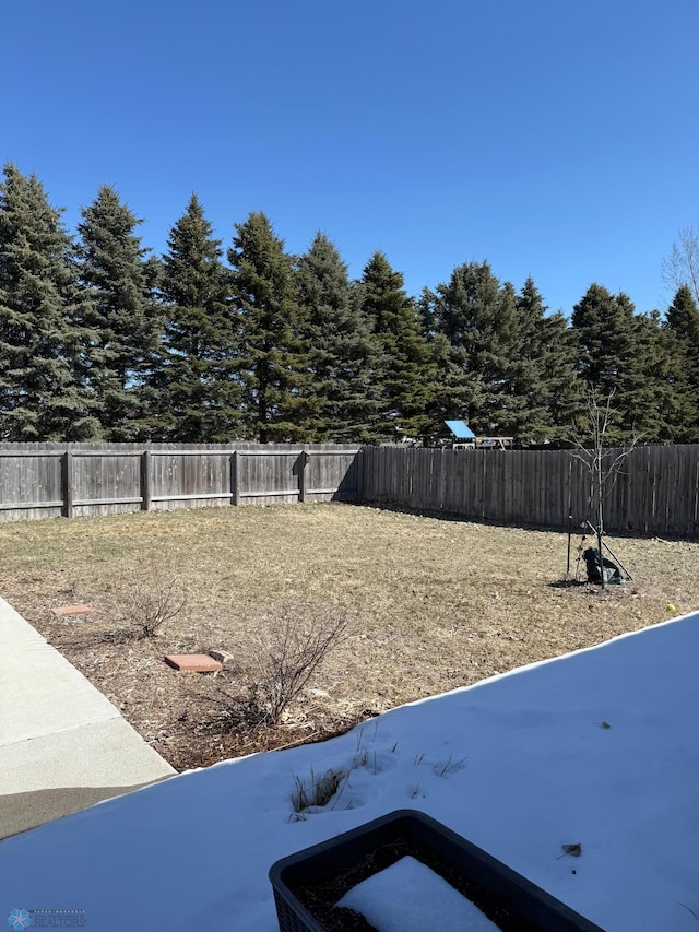 view of yard featuring a fenced backyard