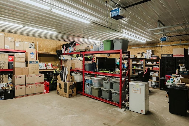 storage room with a garage