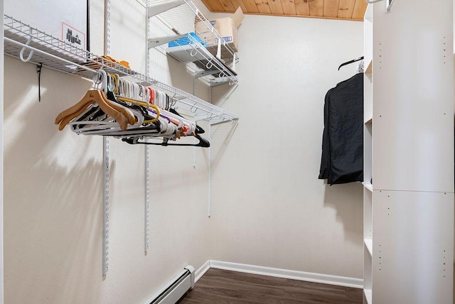spacious closet featuring dark wood finished floors