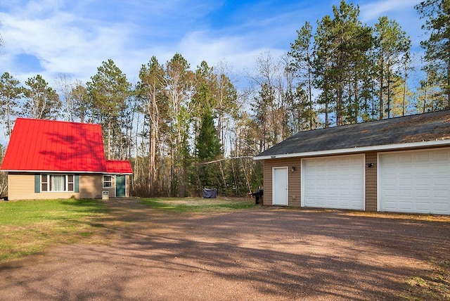 view of detached garage