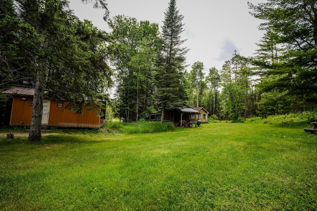 5242 Cusson Loop Rd, Leiding Twp, MN 55771 - view of green lawn with an outbuilding