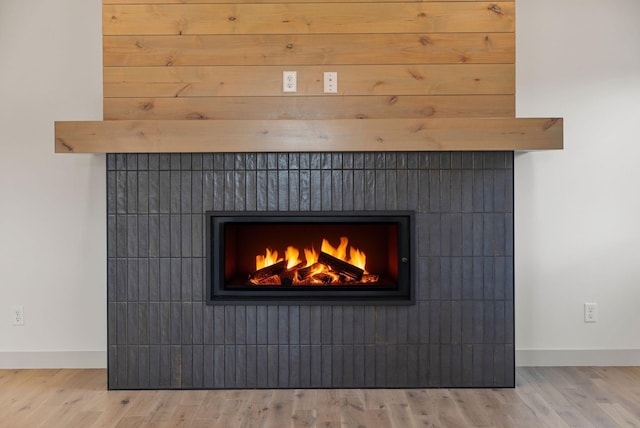7284 205th St W, Faribault, MN 55021 - interior details featuring baseboards, a lit fireplace, and wood finished floors