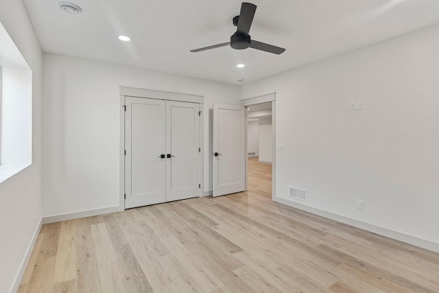 7284 205th St W, Faribault, MN 55021 - unfurnished bedroom with baseboards, light wood-style floors, visible vents, and recessed lighting