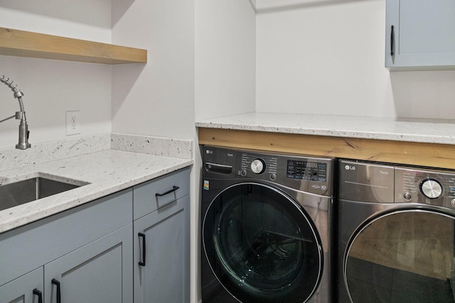 7284 205th St W, Faribault, MN 55021 - laundry area with washing machine and dryer and cabinet space