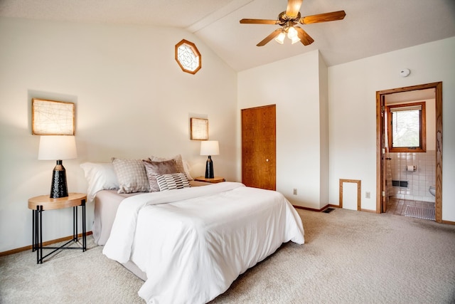 bedroom with baseboards, multiple windows, and light carpet